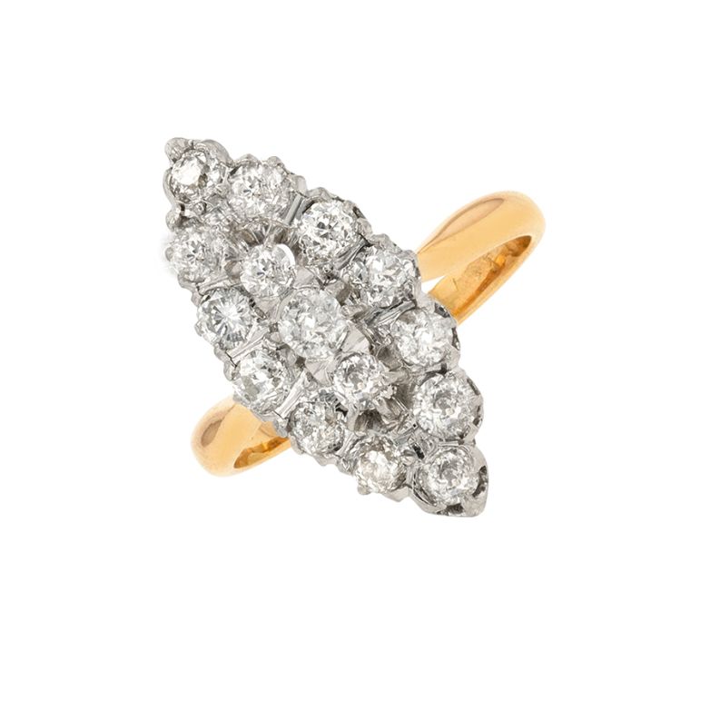 Acheter Bague marquise vintage diamants 0.87 carat 2 ors 4.65g Comme neuf - 1500,00 € Bague marquise vintage diamants 0.87 carat 2 ors 4.65g Comme neuf - reconditionné disponible sur Gemme Les Bijoux
